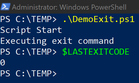 The exit code 0 confirms the normal termination