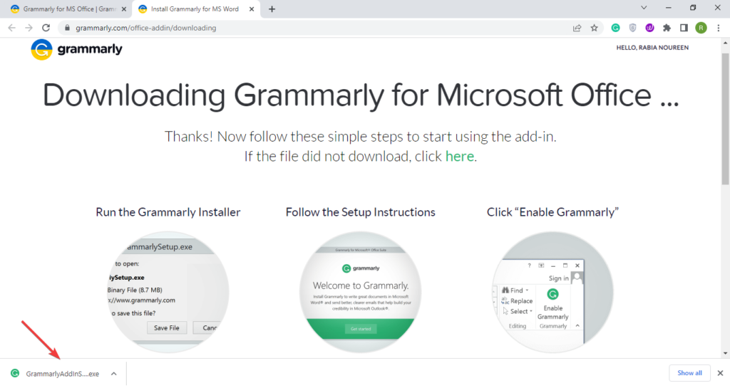 how to download grammarly on word