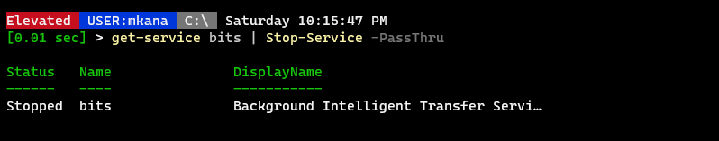 Passing the result of get-service BITS to the Stop-Service cmdlet
