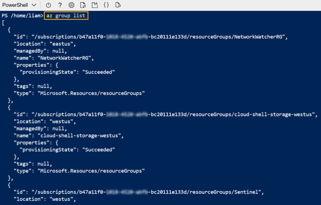 We can now use Azure CLI commands on the web