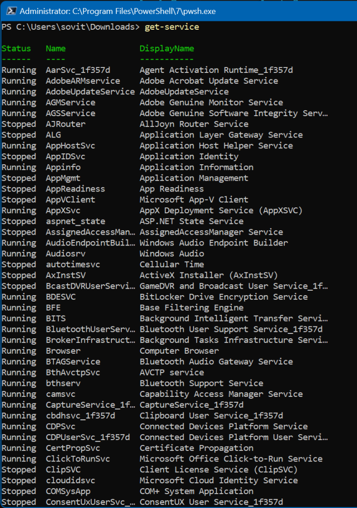 We used the Get-Service cmdlet to show all services running on Windows 11