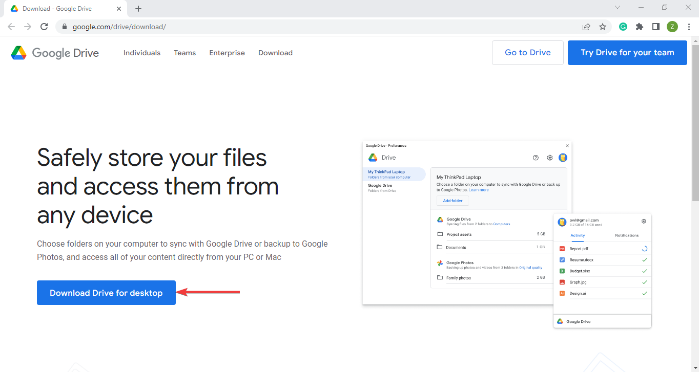 google drive for desktop download