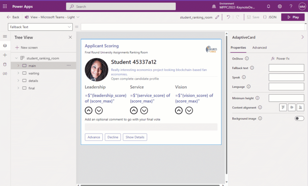 Cards created in Power Apps can be embedded in Outlook or Microsoft Teams