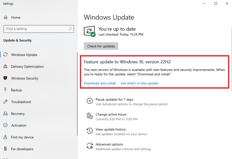 windows 10 new update 2022