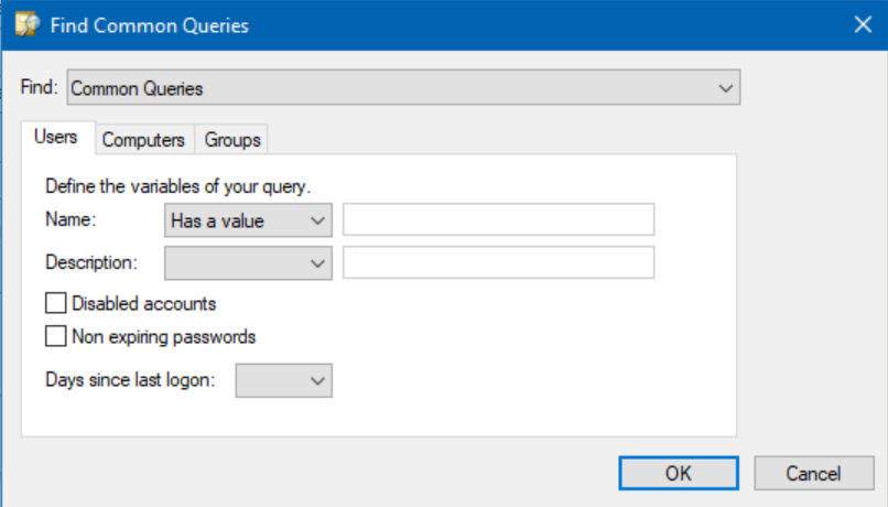 Define a query for users