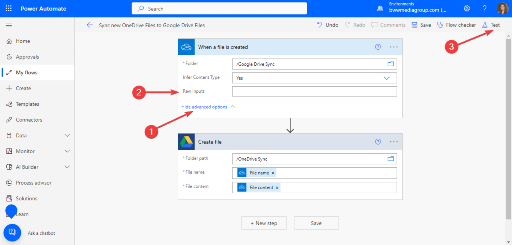 Testing the Google Drive/OneDrive Sync Flow