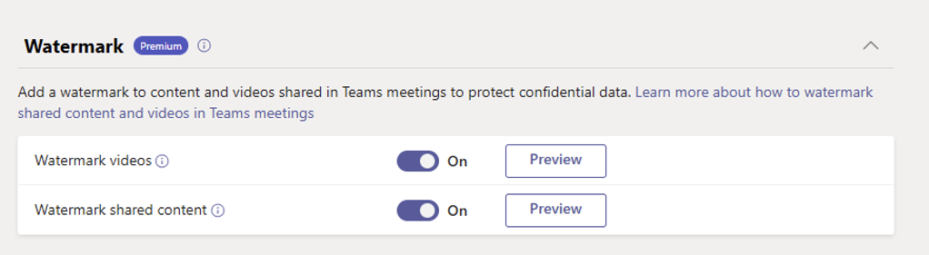Microsoft Teams Premium lets you add a watermark to meeting content