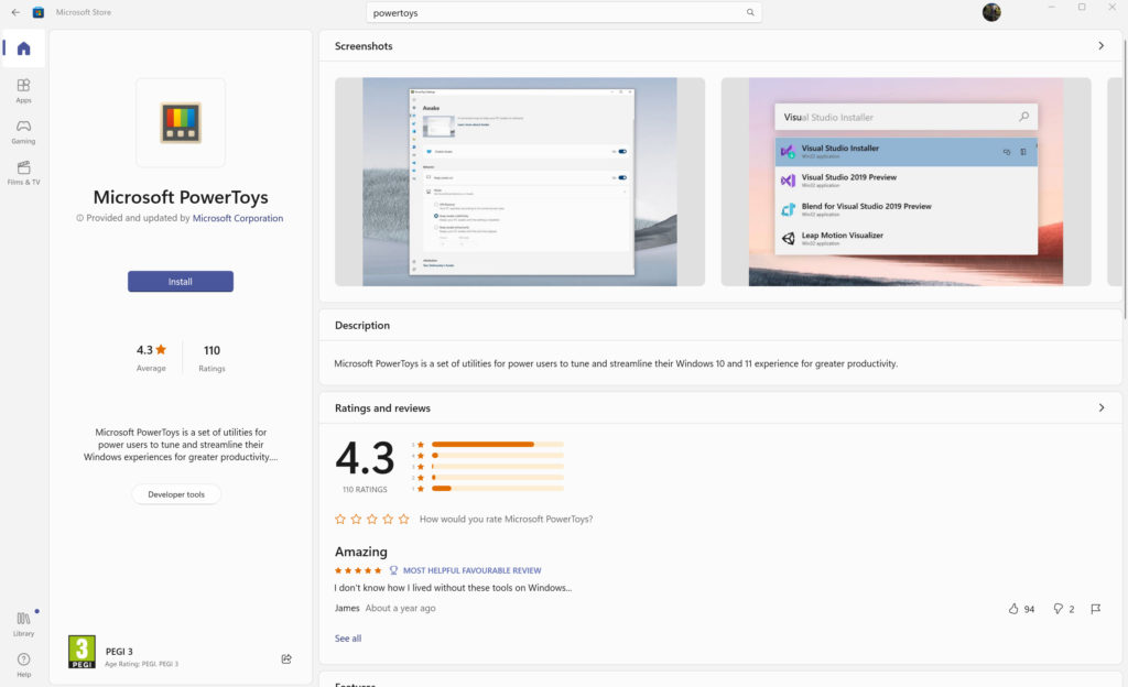 Download PowerToys from the Microsoft Store