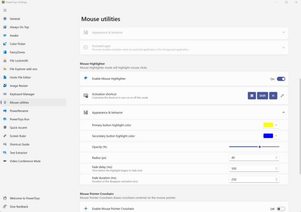 PowerToys Mouse Utilities