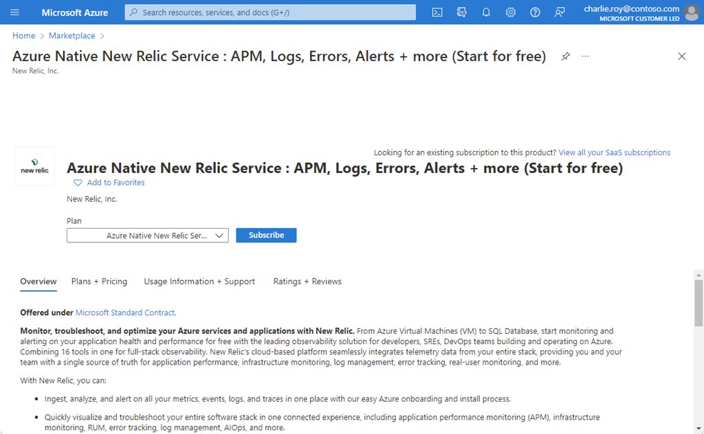 Microsoft's Azure Native New Relic Service 