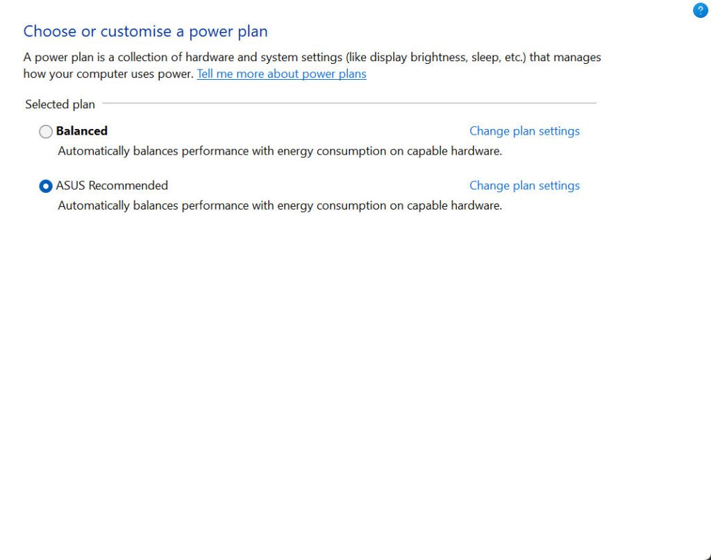 A vendor-supplied power plan on a Asus ProArt StudioBook