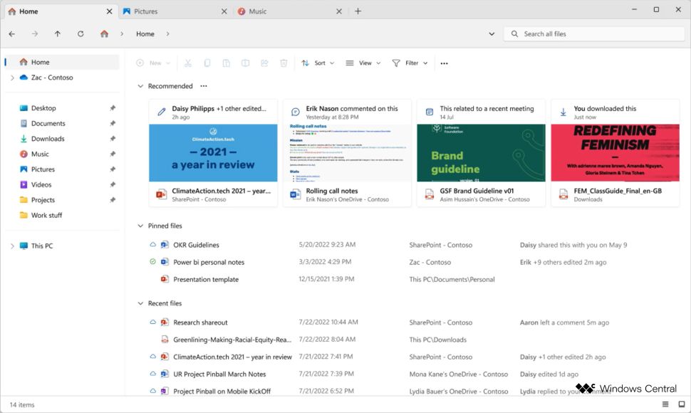 File Explorer document thumbnails