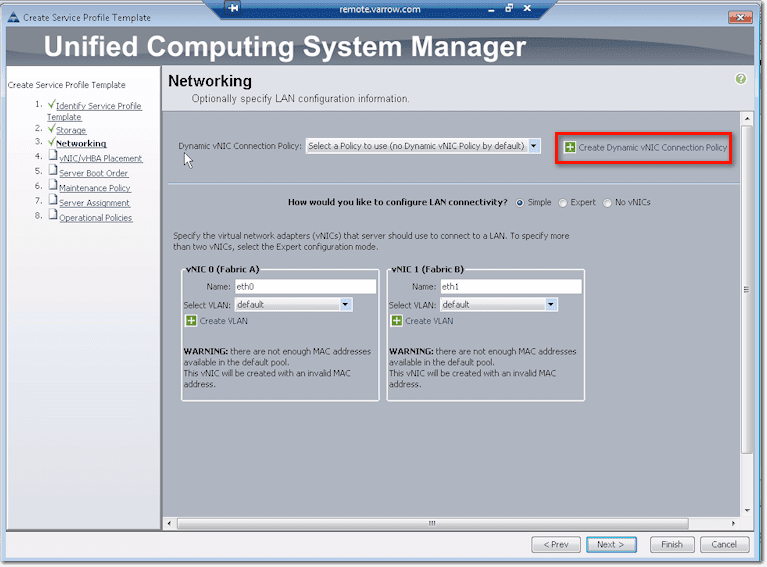create dynamic vnic connection policy