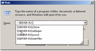 Windows Explorer root folder of the server