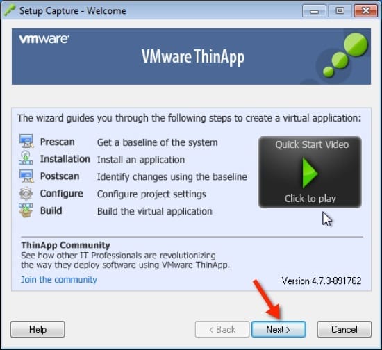 VMware Thinapp to Setup Native Browser Redirect wizard
