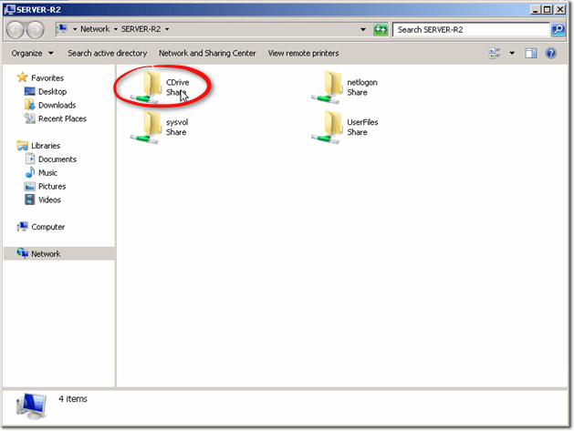 Windows Explorer shared drive