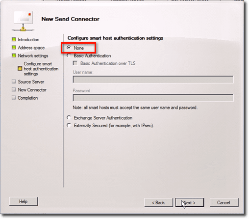 configure smart host authentication settings