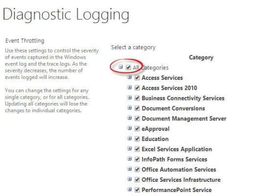 ULS in SharePoint 2013 configure diagnostic logging
