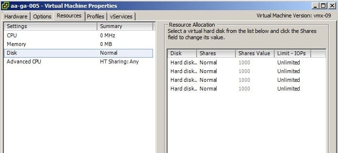 Configure vSphere Storage I/O Control (SIOC) VM properties