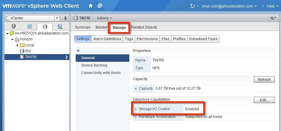 Configure vSphere Storage I/O Control (SIOC) web client