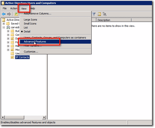 active directory advanced features