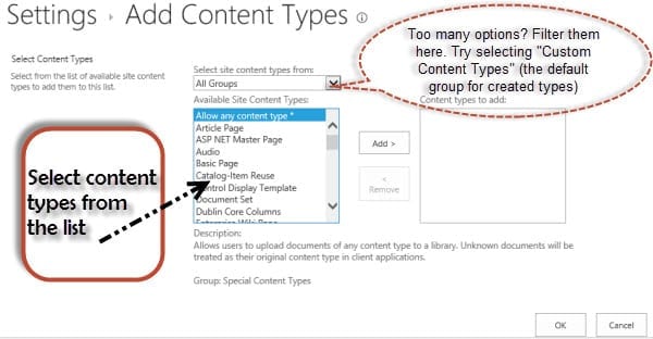 Content Type to SharePoint 2013 List or Library