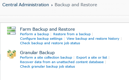 sharepoint 2010 Other Backup Options