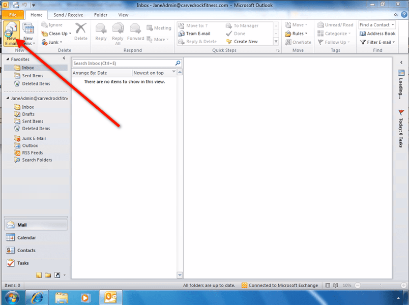create a new email in MS Outlook