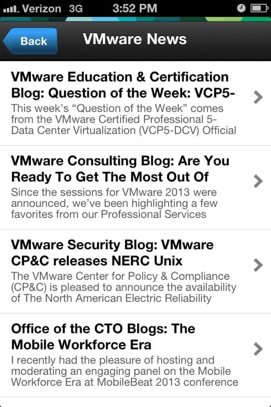 my vmware mobile app: news