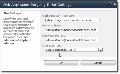 web application outgoing email settings