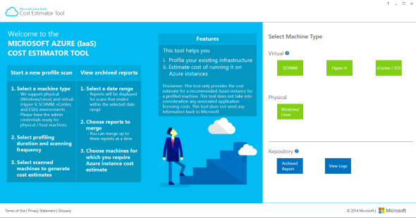The Azure Cost Estimator Tool home page