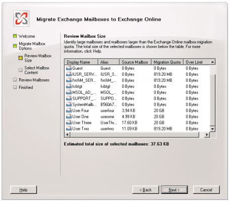 Migrate exchange mailboxes to exchange online