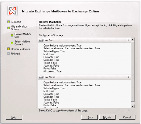 Migrate exchange mailboxes to exchange online