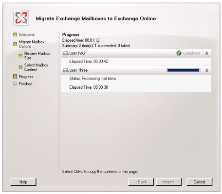 BPOS: Migrate exchange mailboxes to exchange online