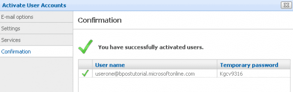 Activate user accounts in BPOS