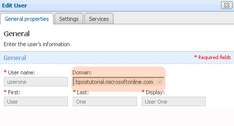 Set user's domain in BPOS