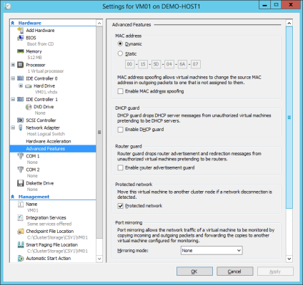 Controlling Hyper-V Protected Networks