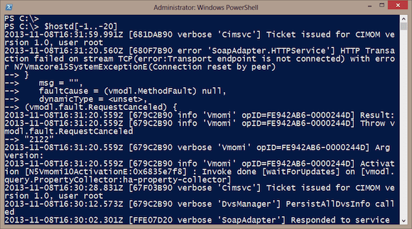 VMware Event Logs and PowerCLI log file