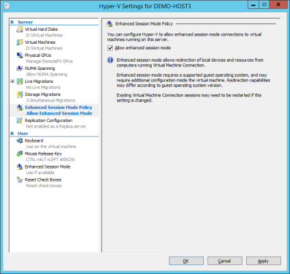 Enabling Enhanced Session Mode on Windows Server 2012 R2 Hyper-V