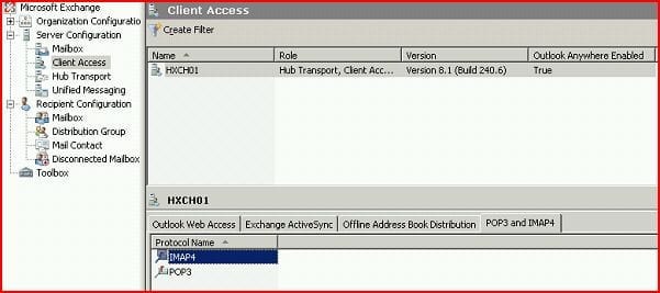 Configure IMAP on Exchange 2007