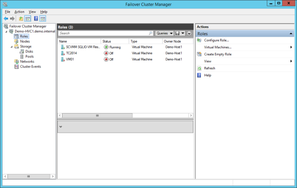 Using Failover Cluster Manager to manage highly available virtual machines