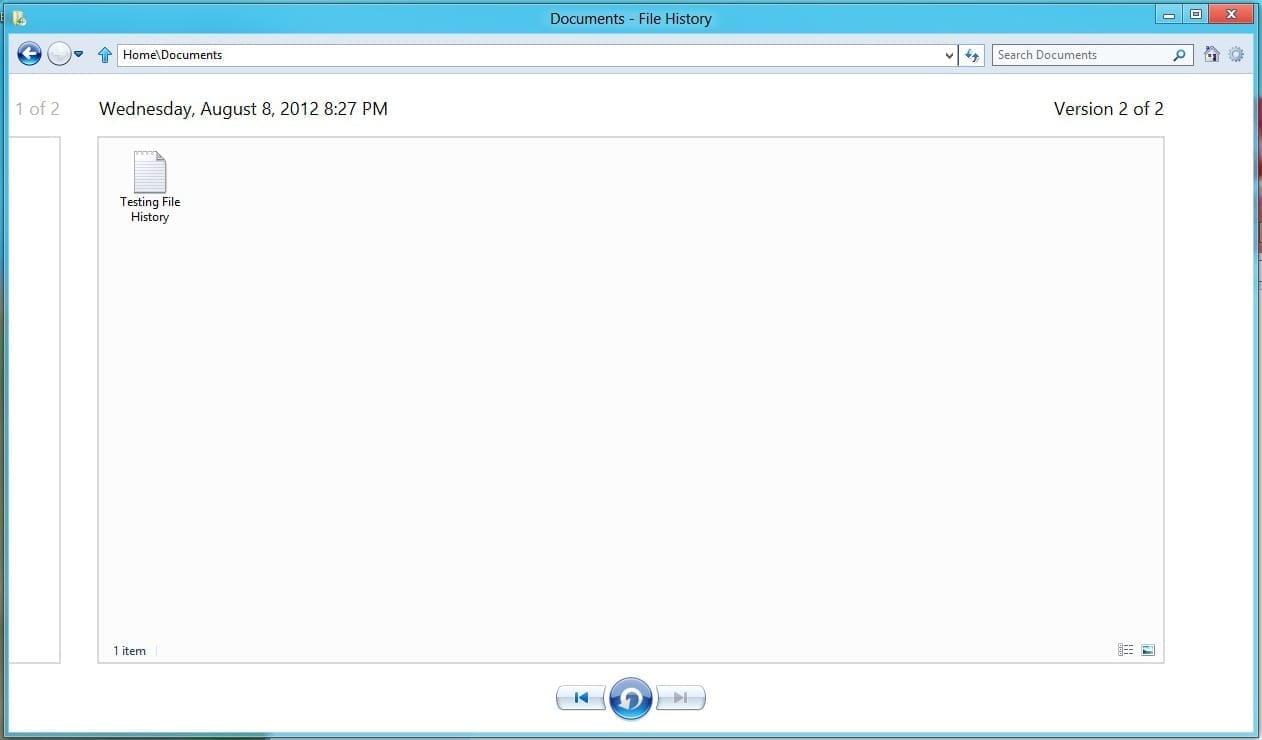 Fig 10 Win8 File History Restore Personal Files Documents
