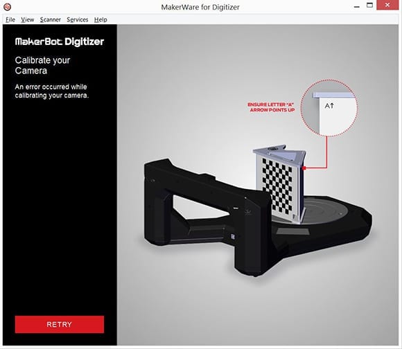 Makerbot Digitizer calibration error