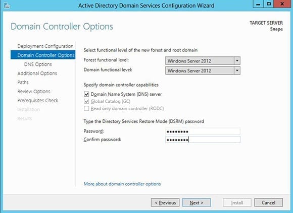 Fig 3 Domain Controller Options