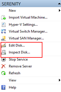Windows 8 Hyper-V inspect disk