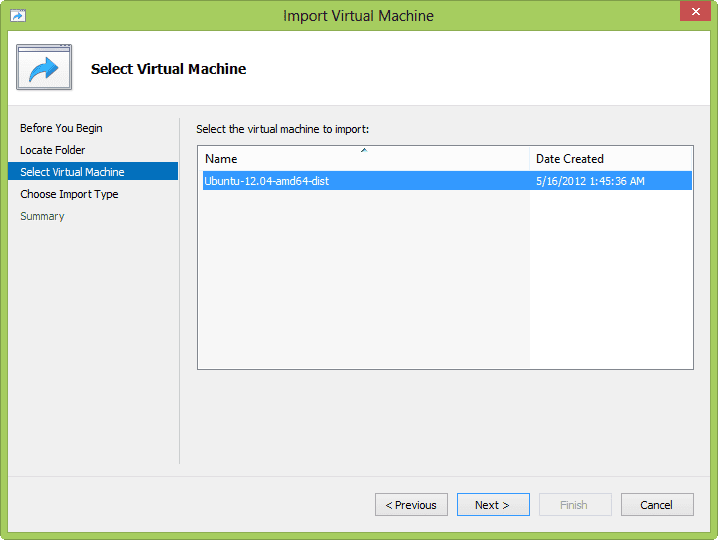 Hyper-V select virtual machine 