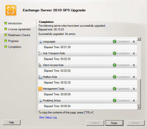 Install Microsoft Exchange 2010 SP3 Upgrade