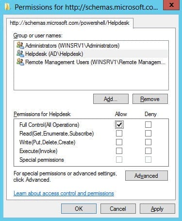 Configure Constrained Endpoints for Remote PowerShell Access: permissions