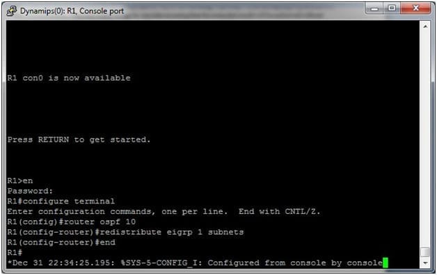 OSPF redistribute command (including all subnets)