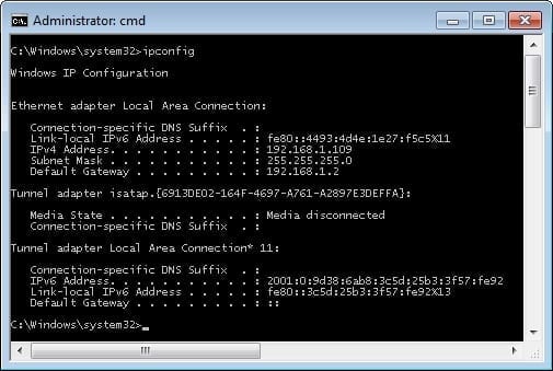 Test Machine IP Configuration ping command